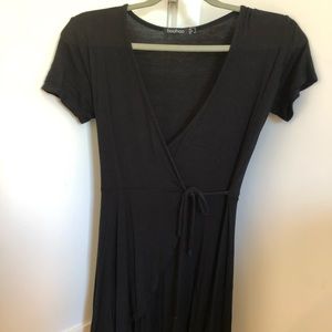 Boohoo Black Wrap Dress